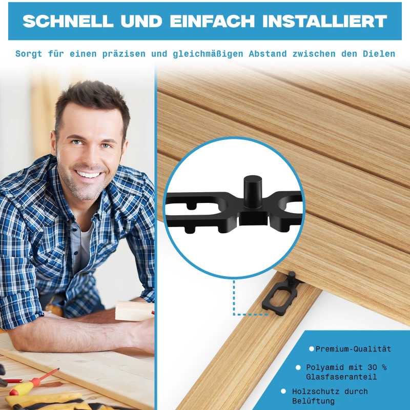 4mm Abstandhalter, Abstandshalter, Distanzhalter für Terrassendielen NEU !! / geriffelte Version